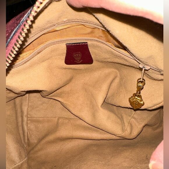 Gucci burgundy Gg canvas golden logo Boston bag - Picture 12 of 16